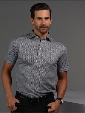 NWT Collars & Co Semi-Spread Collar Polo Vantage Black White XL Preppy Casual